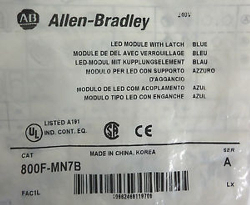 (5) Allen-Bradley 800F-MN7B SER A LED Module With Latch Blue