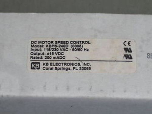 KB ELECTONICS DC MOTOR SPEED CONTROL KBPS-240D NEW