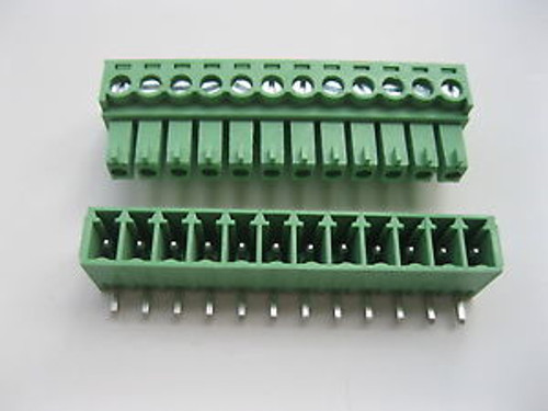 150 pcs Screw Terminal Block Connector 3.5mm Angle 12 pin Green Pluggable Type