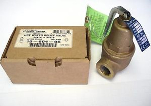 NEW APOLLO VALVE HOT WATER RELIEF 10-604-05 3/4 F X 3/4 F 30 PSI