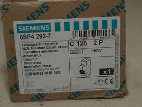 Siemens 5SP4 292-7 2-Pole Miniature Circuit Breaker C 125 125A 400 Volts  NEW