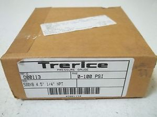 TRERICE D00113 PRESSURE GAUGE 0-100PSI NEW IN A BOX