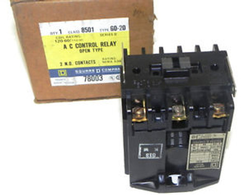 New SQUARE D 8501-G0-20 AC CONTROL RELAY 8501G020 SERIES D