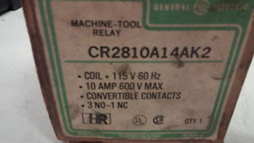 GE CR2810A14AK2 NEW IN BOX 10A 600V 115V COIL MACHINE TOOL RELAY SEE PICS #A64