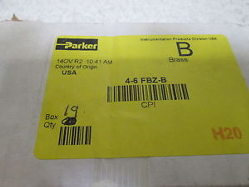 LOT OF 19 PARKER 4-6 FBZ-B CPI BRASS MALE CONNECTOR 1/4 NEW IN A BOX