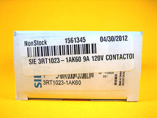 Siemens -  3RT1023-1AK60 -  SIRIUS Contactor 9A 110/120V 50-60Hz