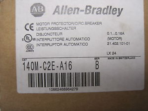 New Allen Bradley 140M-C2E-A16 Circuit Breaker 140MC2EA16