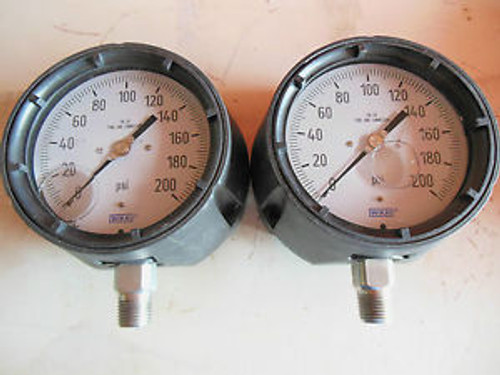 LOT OF 2 EACH 0-200# WIKA LIQUID FILLED GAUGE 4-1/2 FACE 1/2 LM