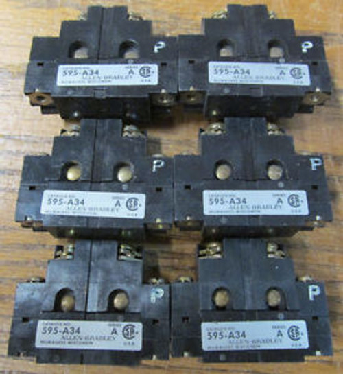 UNUSED NOS LOT OF 6 Allen Bradley 595-A34 Auxiliary Contact Series A