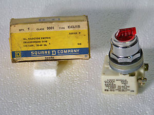 9001K43J1R Square D 3 pos. selector switch operator lluminated red knob (New)