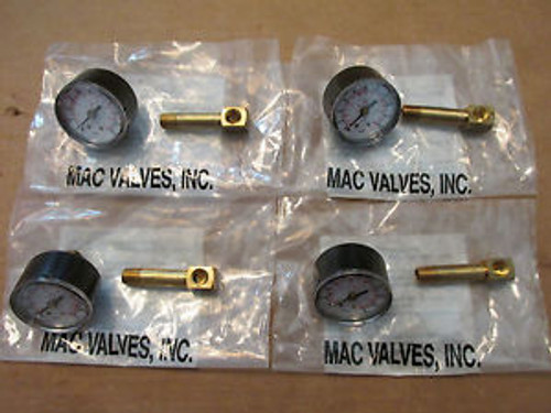 NEW NOS LOT OF 4 Mac Valves N-82016-03 Pressure Gauge 0-80 Psi Perpendicular