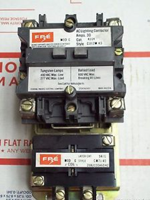 FPE 4104 LIGHTING CONTACTOR 3 POLE 30 AMP 120V COIL WITH 5470 LATCH