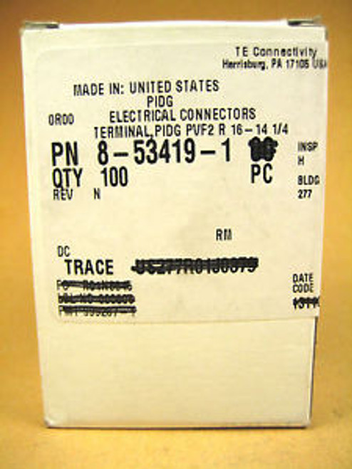 TE Connectivity - 8-53419-1 - Electrical Connector 100pc Ring 1/4 Stud 16-14 AWG