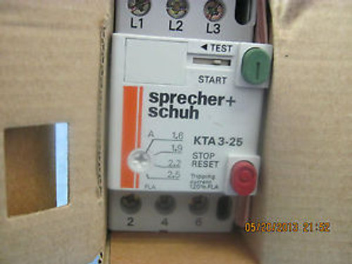 Sprecher + Schuh Model: KTA3-25 Motor Protector.   New Old Stock  &lt