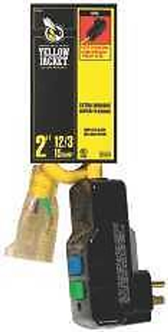 Coleman Cable Yellow Jacket Right Angle Gfci With 2 Ft. 12/3 Sjtw Cord And Light