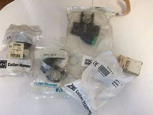 NEW  LOT 4 CUTLER-HAMMER E22TB22  EATON RED PUSHBUTTON E22XF1E22H2 GREEN CT