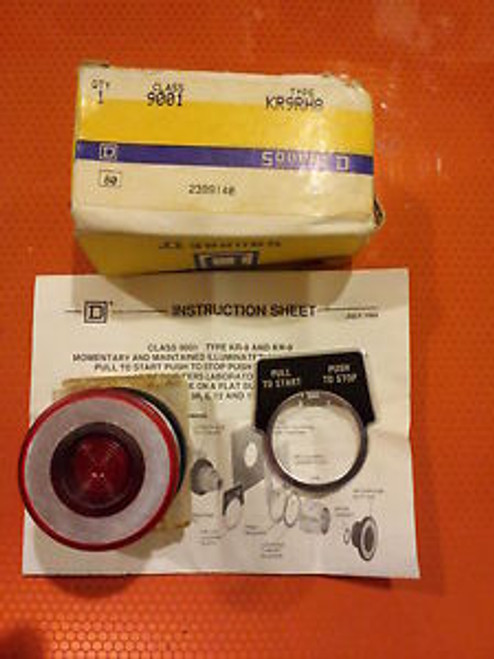 SQUARE D CLASS 9001 TYPE KR9RH8 RED PUSHBUTTONSWITCH PUSH/PULL OPERATOR NOS