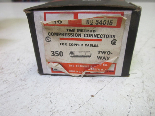 LOT OF 10 THOMAS & BETTS 54515 COMPRESSION CONNECTORS 2-WAY NEW IN A BOX