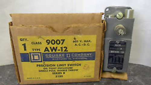 NEW SQUARE D 9007AW-12 9007AW12 LEVER ARM PRECISION LIMIT SWITCH SER. B NIB