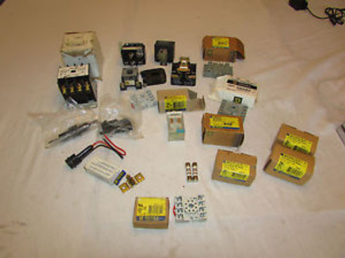 Huge Lot Electrical Relays Sockets PC304-24 30A 4P 24V Coil Fuses Square D