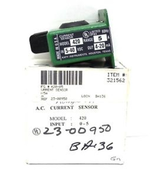 KATY INSTRUMENTS A.C. CURRENT SENSOR 420 RANGE 5 A IN 5-40 VDC OUT 4-20MA