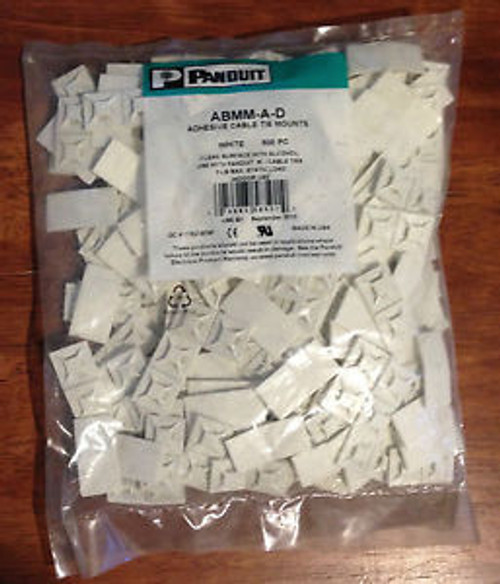 Lot/Pack of 500 Panduit ABMM-A-D Adhesive Cable Tie Mounts White