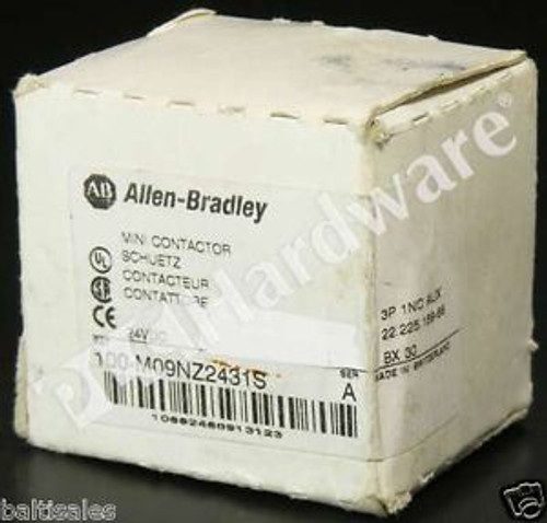 New Allen Bradley 100-M09NZ2431S /A Contactor Mini IEC 3-P 9A 24V DC 1N.C