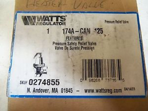 WATTS REGULATOR PRESSURE RELIEF VALVE 174A-CAN 125 NEW IN BOX