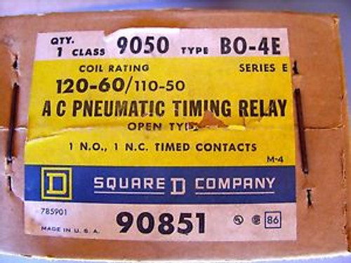 Square D 9050-B04E Series E  AC Pneumatic Timing Relay - Factory Sealed - New