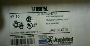LOT OF 12 PCS ~ APPLETON  3/4 STEEL STB- 9075L SERIES FMC CONN