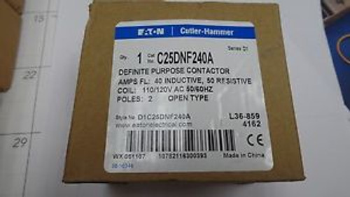 Eaton Cutler Hammer Contactor C25DNF240A 110/120 VAC Coil 40 Amps 2 pole