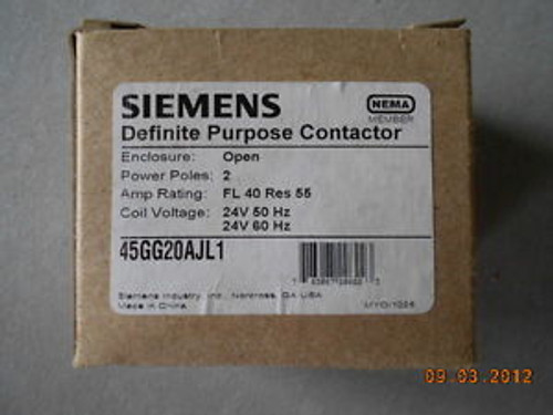New Siemens 40 AMP Definite Purpose Contactor 45GG20AJL1 - FURNAS