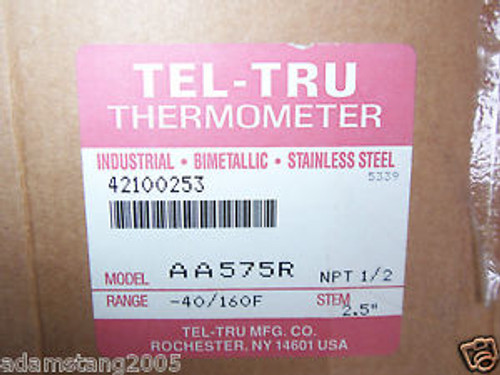 New Tel-Tru Thermometer AA575R 1/2 NPT -40/160F Stem 2.5