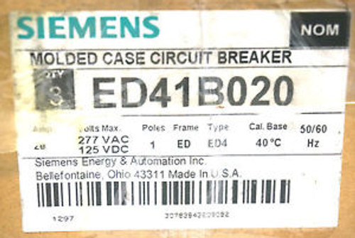 3 NEW SIEMENS ED41B020 CIRCUIT BREAKERS