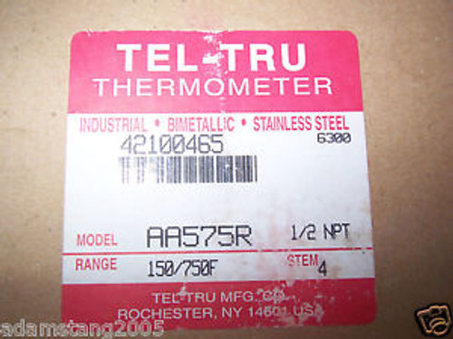 New Tel-Tru Thermometer AA575R 1/2 NPT 150/750F Stem 4