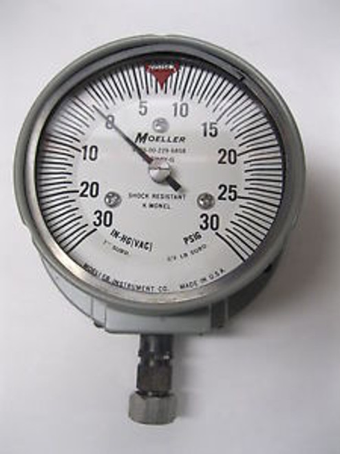 Moeller Compound Pressure Vacuum Gauge 6685-00-229-6858  0-30 PSIG IN-HG (VAC)