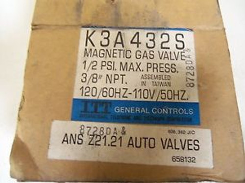 ITT GENERAL CONTROLS K3A432S MAGNETIC GAS VALVE NEW IN BOX