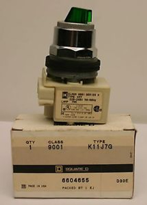 Square D 9001 K11J7G 2 Position Selector Green Illuminated Switch New in Box