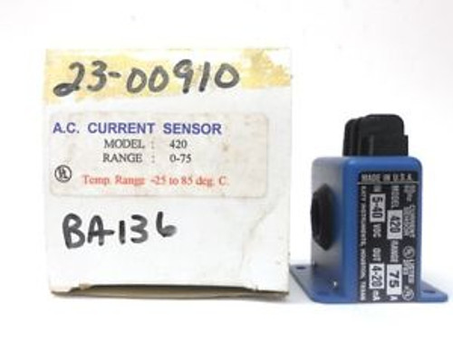 KATY INSTRUMENT AC CURRENT SENSOR MODEL 420RANGE 75 IN 5-40 VDC OUT 4-20 MA