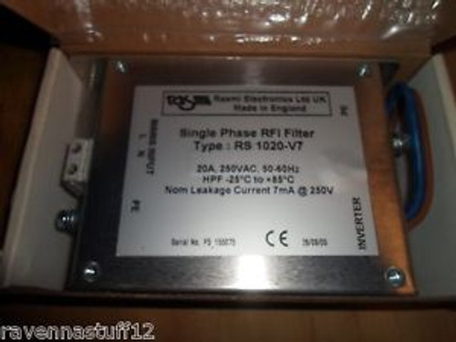 RASMI RS 1020-V7 SINGLE PHASE RFI FILTER (NEW IN BOX)