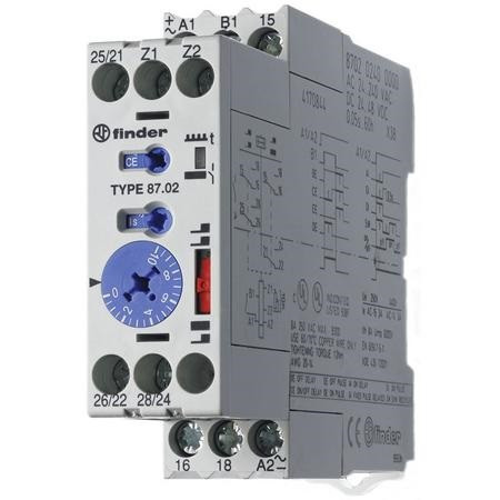 FINDER 8762-0240-0000 TRUE OFF-DELAY/MULTI-VOLTAGE TIMERDPDT 5A 24V-240V AC/DC