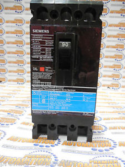 SIEMENS ED43B090 BREAKER ED 3P 90A 480VAC 18KA LD LUG 18 KAIC