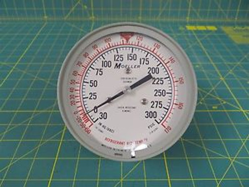 Moeller SCX4M5N Compound Pressure Gauge w/ Aluminum Case 0 - 30 IN-HG 0-300 PSI