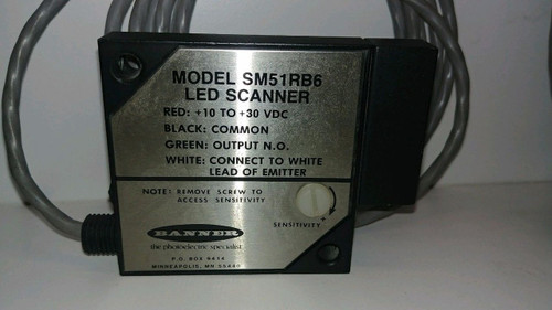 Banner Sm51Rb6 Led Scanner Module Hi-Power Receiver Sensor 10-30V-Dc Banner Sm51Rb6 Led Scanner Module Hi-Power Receiver Sensor 10-30V-Dc