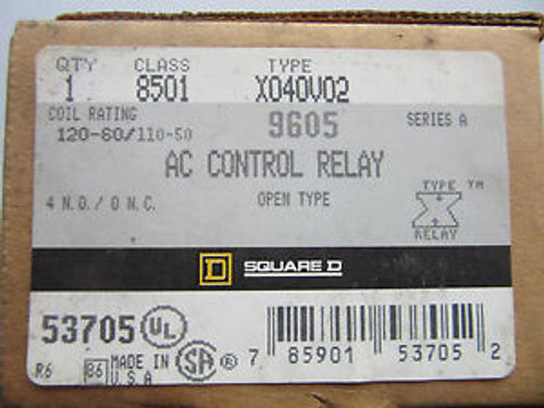Square D 8501X040V02 Type X Relay 120V Coil NEW in Box