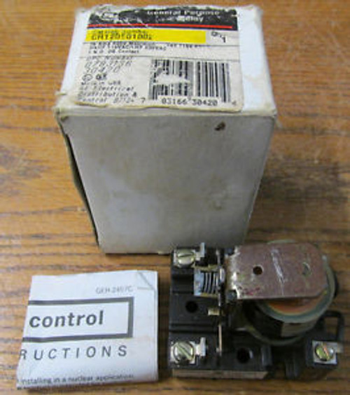 GE CR120E01002 General Purpose Relay 15 Amp 600V 3/4HP 115VAC 1HP 230VAC 1 N.O.