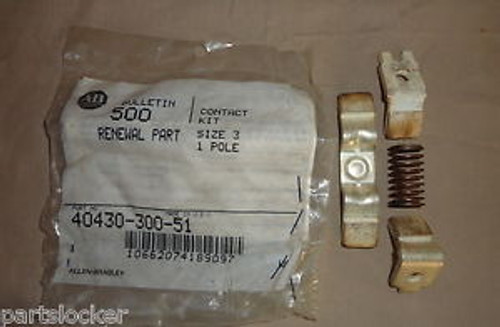 ALLEN BRADLEY 40430-300-51 SIZE 3 CONTACT KIT 1POLE STARTER CONTACTOR 4043030051