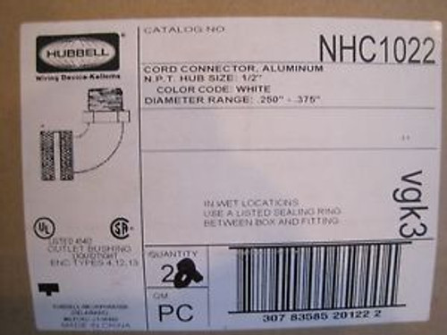 22 NEW HUBBELL NHC1022 CORD CONNECTOR