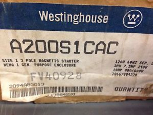 Westinghouse A200S1CAC Size 1 Motor Starter  120v control 3 phase