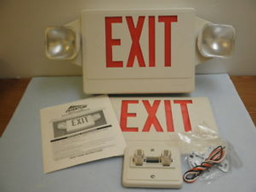 Lithonia Lighting LHQM S W 1R Emergency White Red EXIT Sign Light 120/277 2 Face